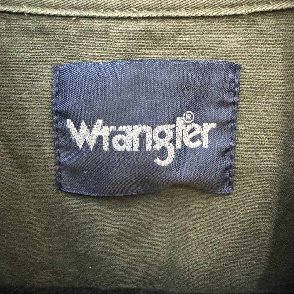 Wrangler Vintage Brushpopper Olive Green Pearl Snap Button Down Casual Shirt - Picture 3 of 9